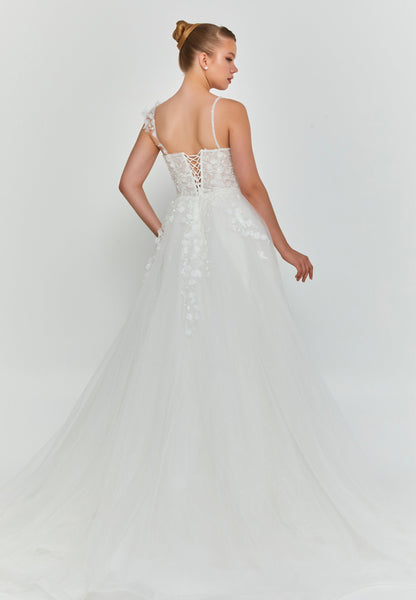 Sleeveless Maxi Tulle Regular Wedding Dress Unit Price: €390