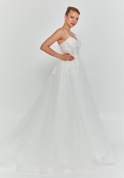 Sleeveless Maxi Tulle Regular Wedding Dress Unit Price: €390