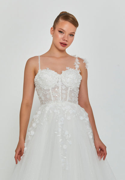 Sleeveless Maxi Tulle Regular Wedding Dress Unit Price: €390