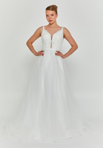 Sleeveless Maxi Tulle Regular Wedding Dress Unit Price: €200