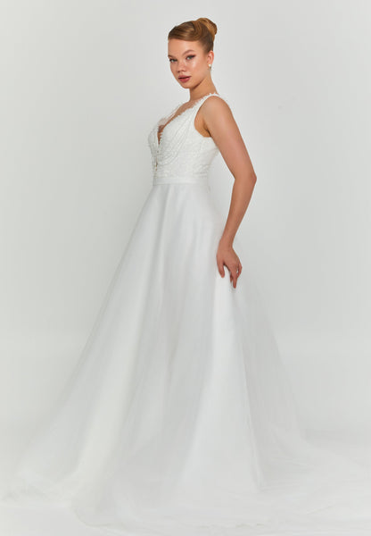 Sleeveless Maxi Tulle Regular Wedding Dress Unit Price: €200