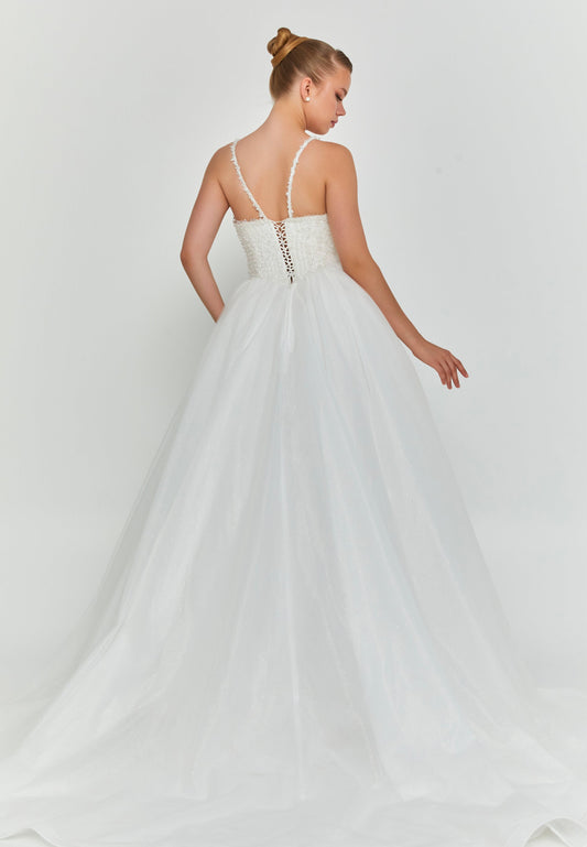 Sleeveless Maxi Tulle Regular Wedding Dress Unit Price: €195