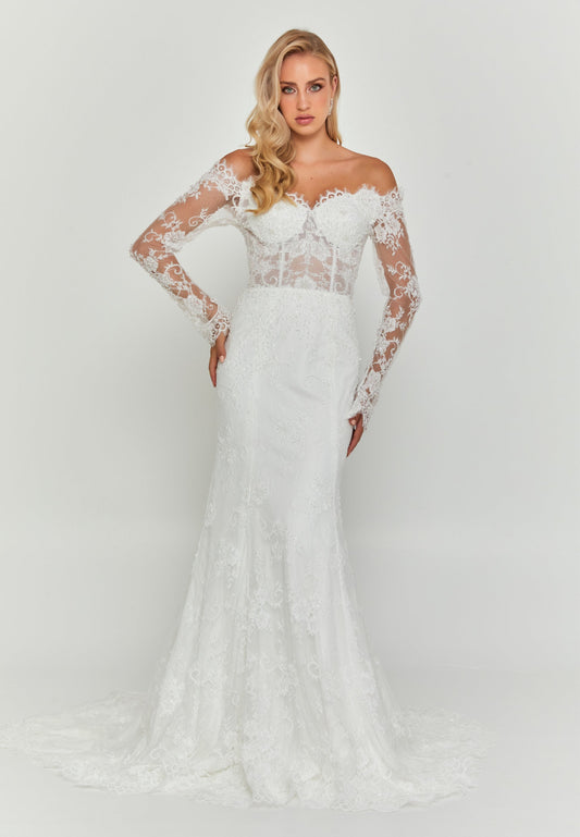 Off Shoulder Maxi Lace Regular Wedding Dress Unit Price: $700