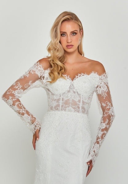 Off Shoulder Maxi Lace Regular Wedding Dress Unit Price: $700