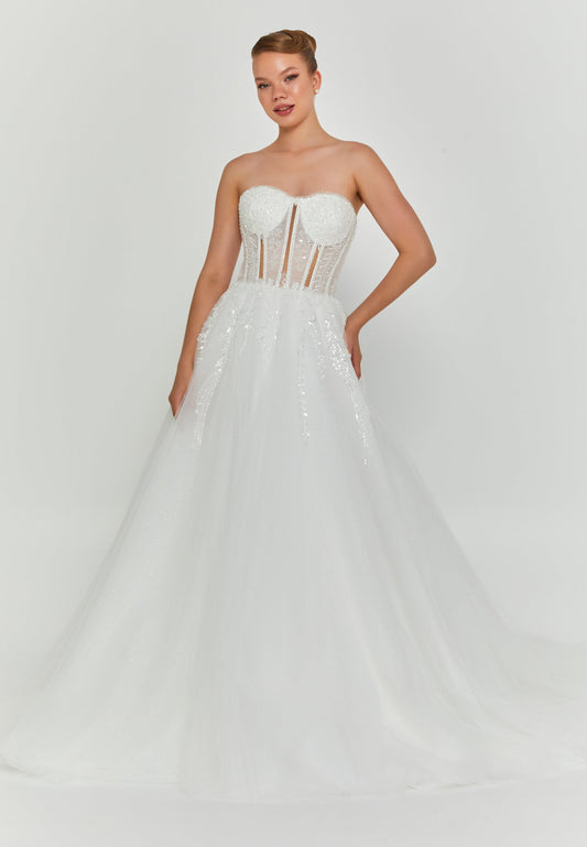 Strapless Maxi Tulle Regular Wedding Dress Unit Price: €200