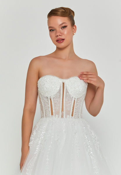 Strapless Maxi Tulle Regular Wedding Dress Unit Price: €200