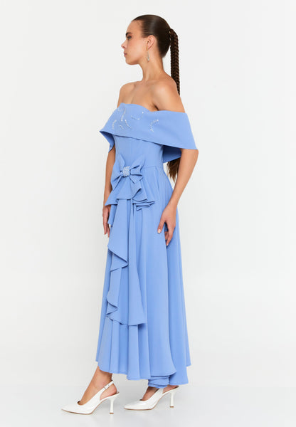 Off Shoulder Midi Polyester Column Regular Evening Dress Unit Price: €37