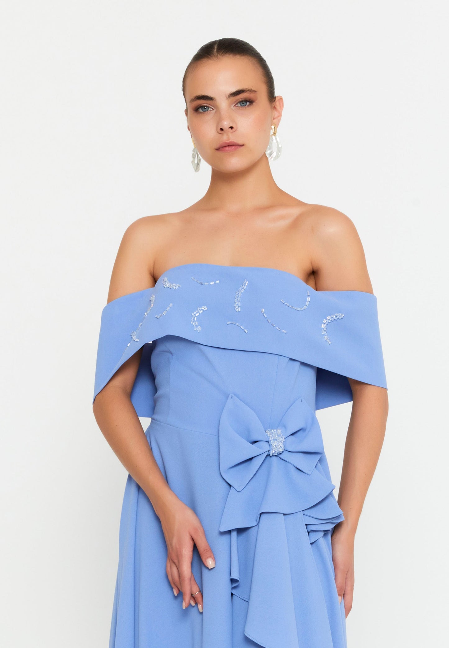 Off Shoulder Midi Polyester Column Regular Evening Dress Unit Price: €37