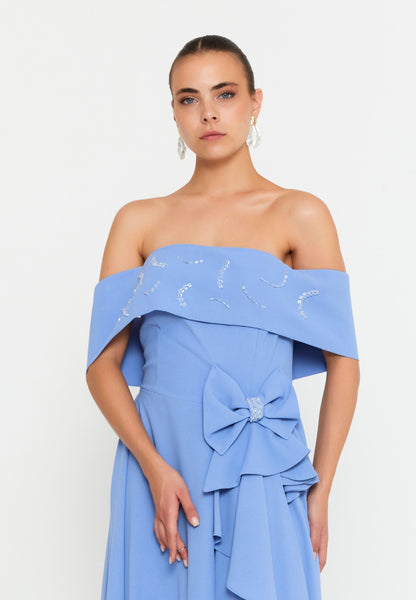 Off Shoulder Midi Polyester Column Regular Evening Dress Unit Price: €37