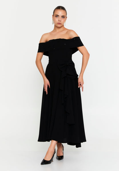Off Shoulder Midi Polyester Column Regular Evening Dress Unit Price: €37