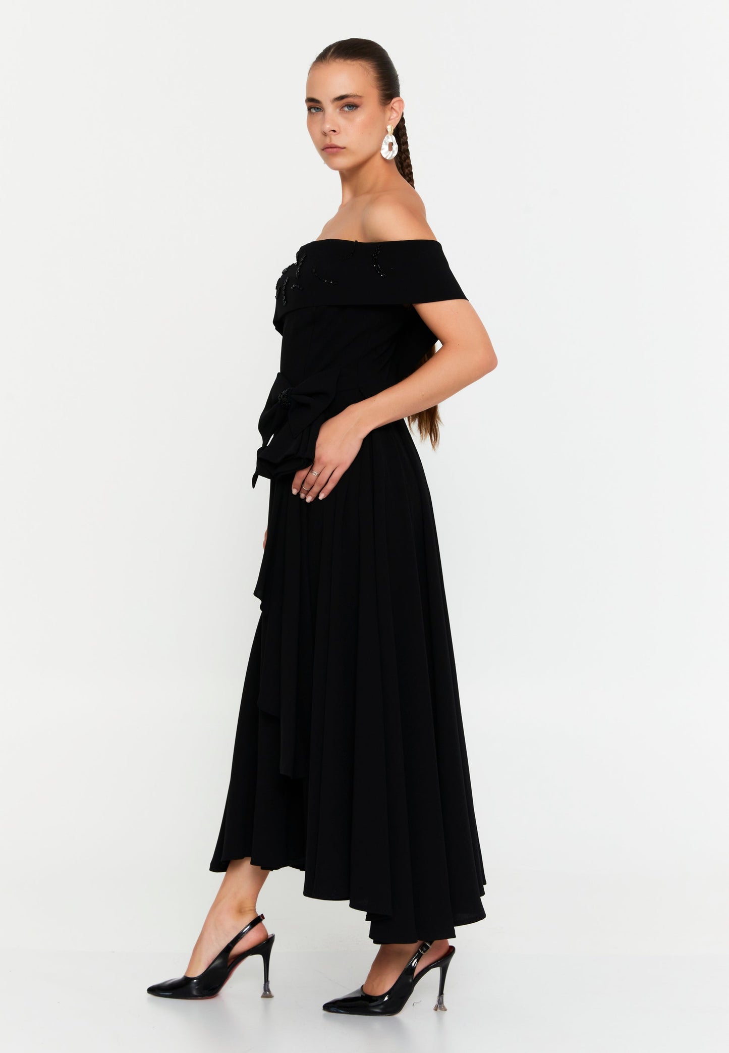Off Shoulder Midi Polyester Column Regular Evening Dress Unit Price: €37