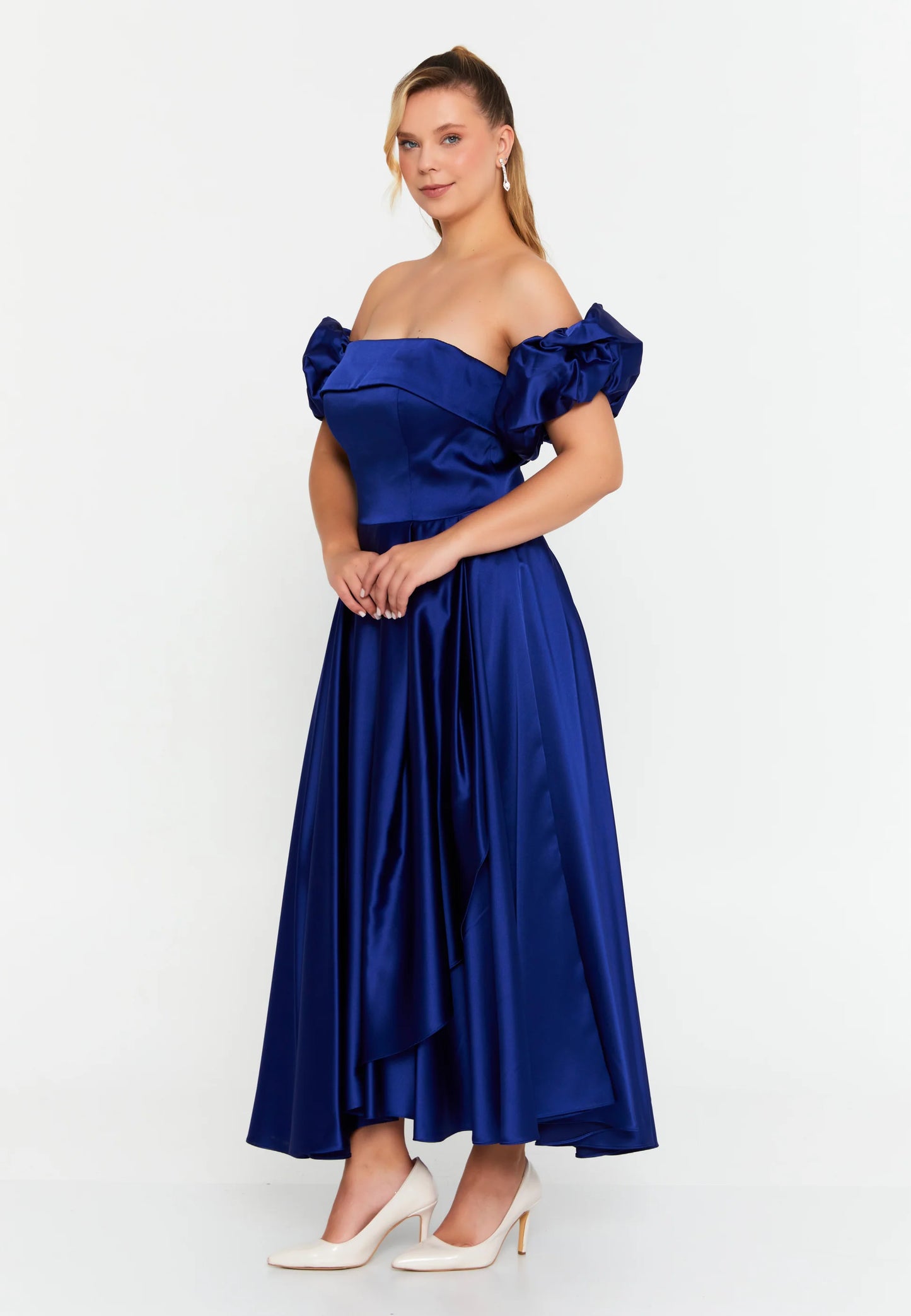 Off Shoulder Midi Polyester Column Plus Size Wedding Guest Dress Unit Price: €60