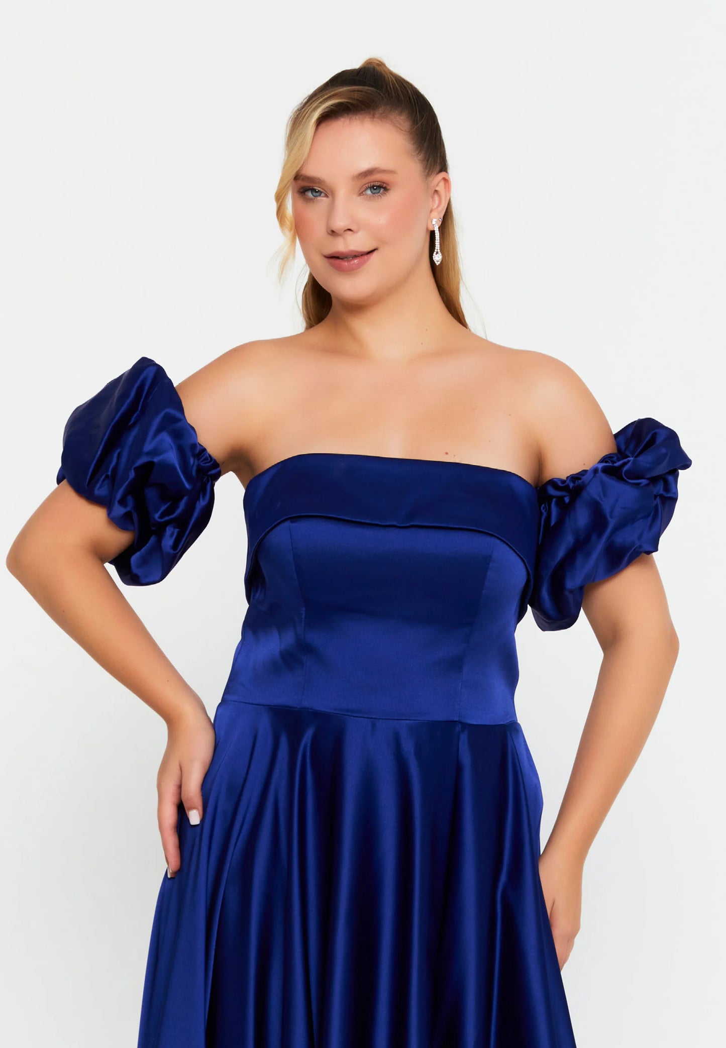 Off Shoulder Midi Polyester Column Plus Size Wedding Guest Dress Unit Price: €60