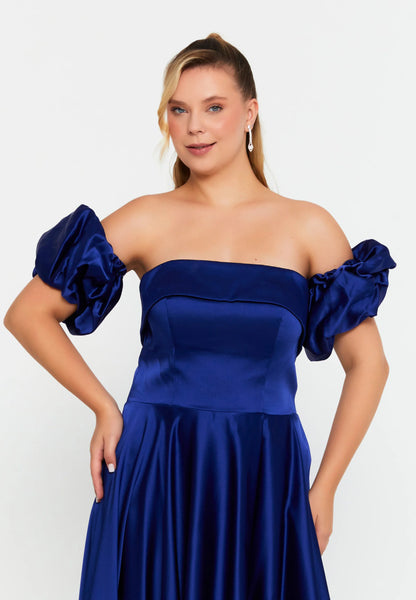 Off Shoulder Midi Polyester Column Plus Size Wedding Guest Dress Unit Price: €60