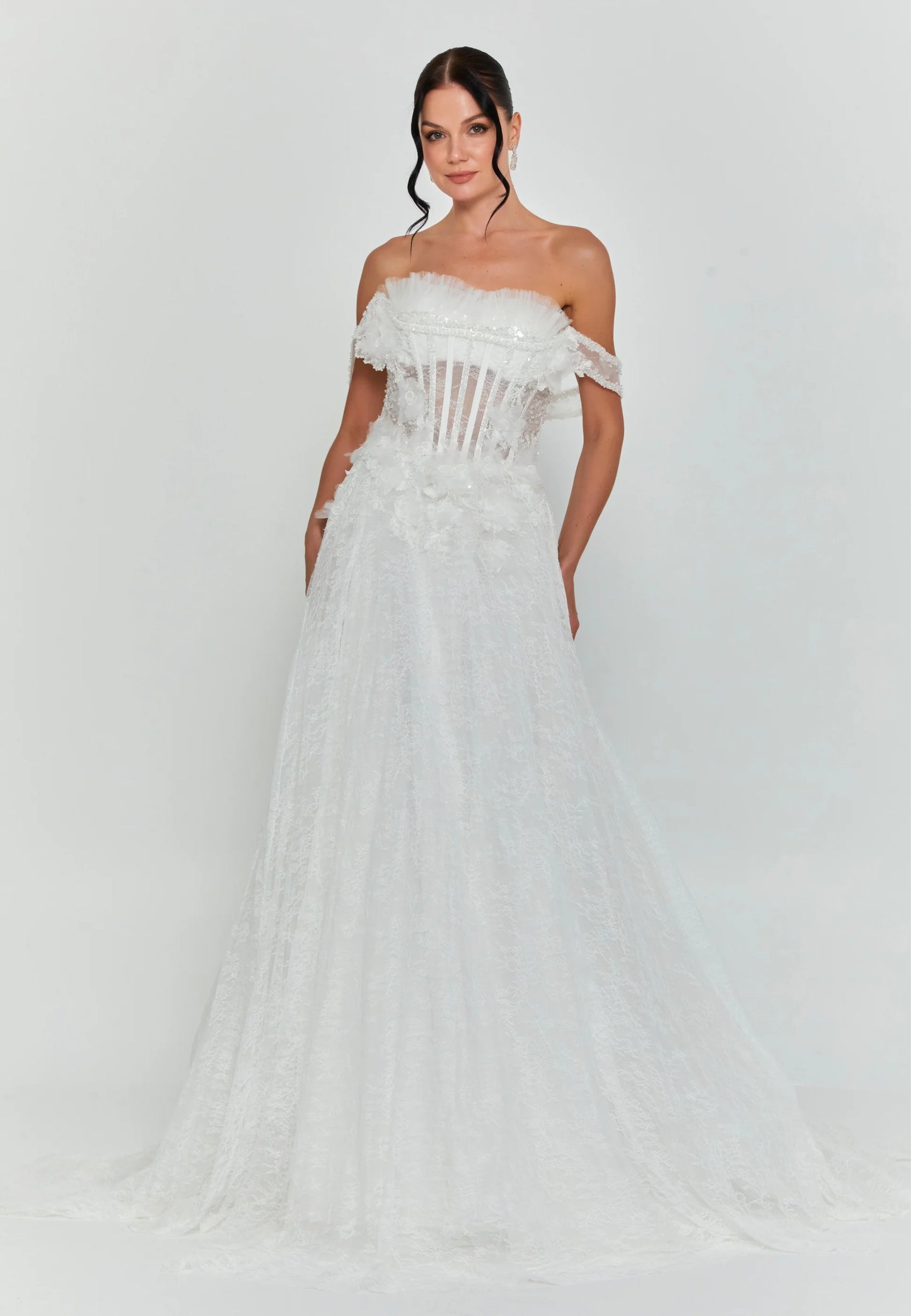 Off Shoulder Maxi Lace Regular Wedding Dress Unit Price: €210