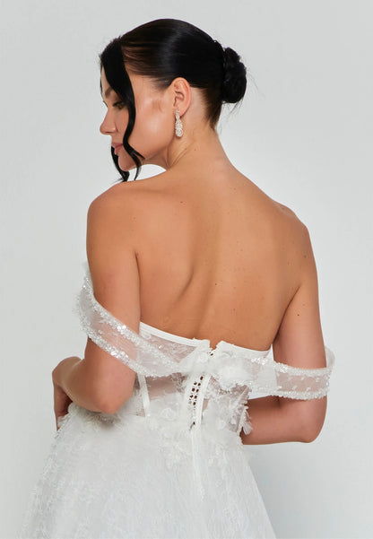 Off Shoulder Maxi Lace Regular Wedding Dress Unit Price: €210
