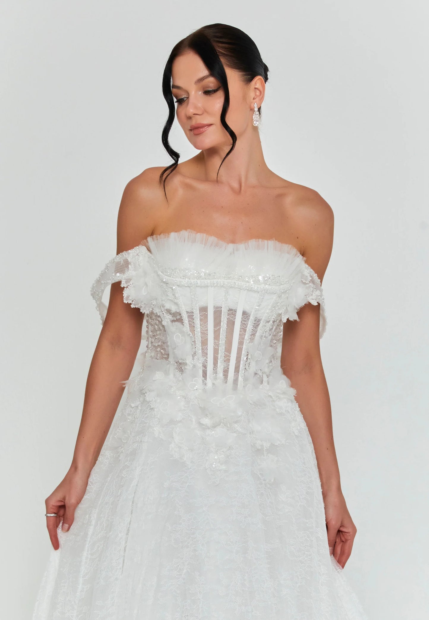 Off Shoulder Maxi Lace Regular Wedding Dress Unit Price: €210