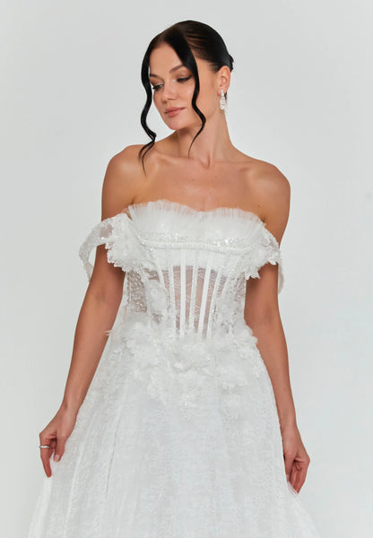 Off Shoulder Maxi Lace Regular Wedding Dress Unit Price: €210