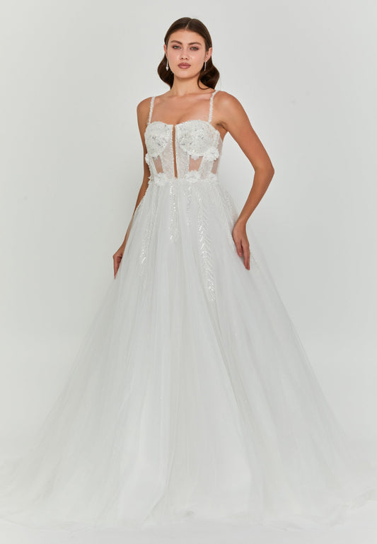 Sleeveless Maxi Tulle Regular Wedding Dress Unit Price: €210