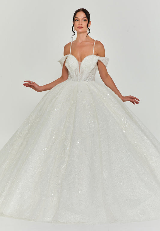 Off Shoulder Maxi Tulle Regular Wedding Dress Unit Price: €625