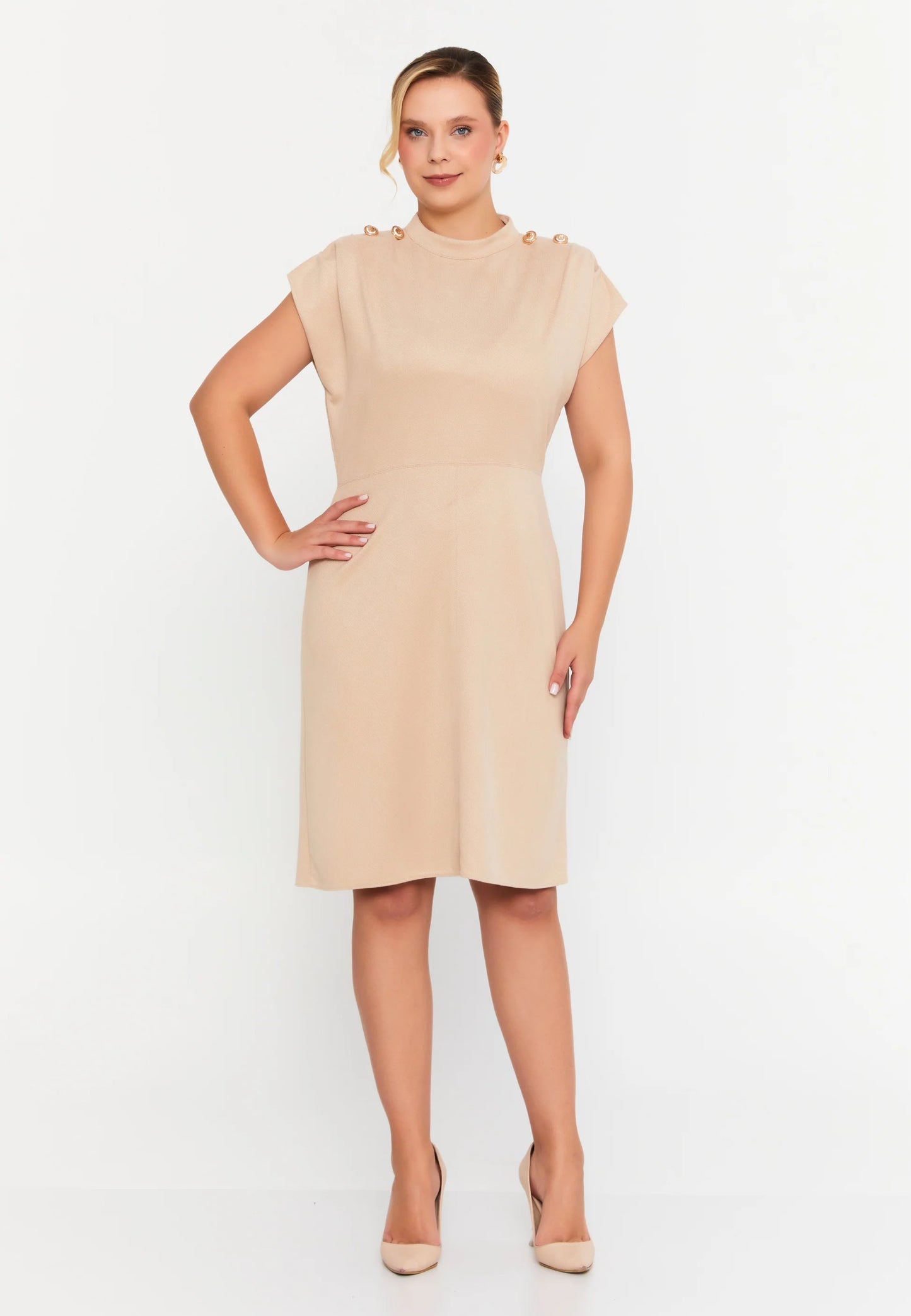 Short Sleeve Midi Polyester Column Plus Size Evening Dress Unit Price: €31