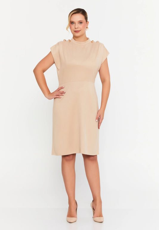 Short Sleeve Midi Polyester Column Plus Size Evening Dress Unit Price: €31