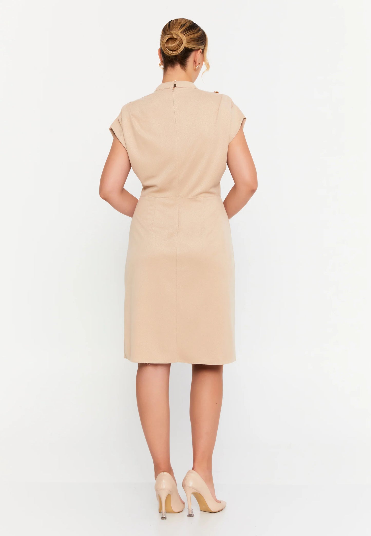 Short Sleeve Midi Polyester Column Plus Size Evening Dress Unit Price: €31