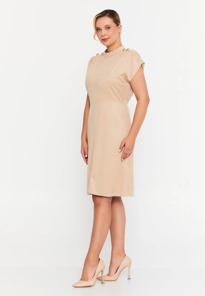Short Sleeve Midi Polyester Column Plus Size Evening Dress Unit Price: €31
