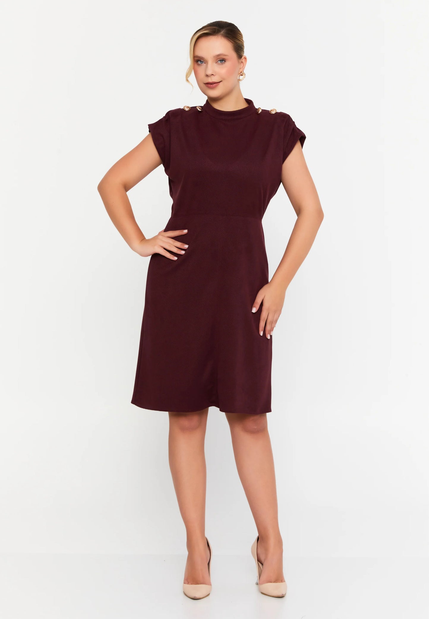 Short Sleeve Midi Polyester Column Plus Size Evening Dress Unit Price: €31