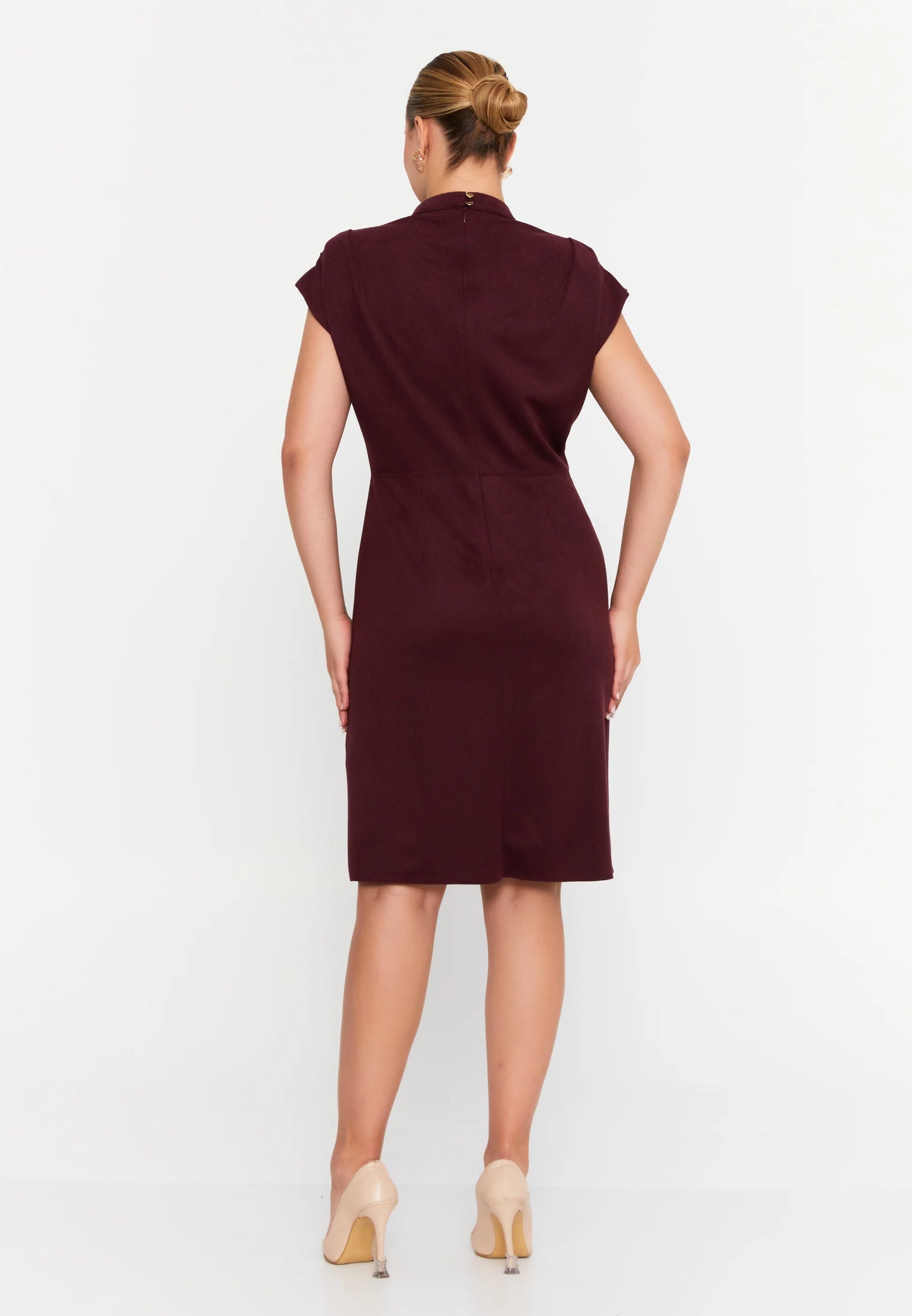 Short Sleeve Midi Polyester Column Plus Size Evening Dress Unit Price: €31