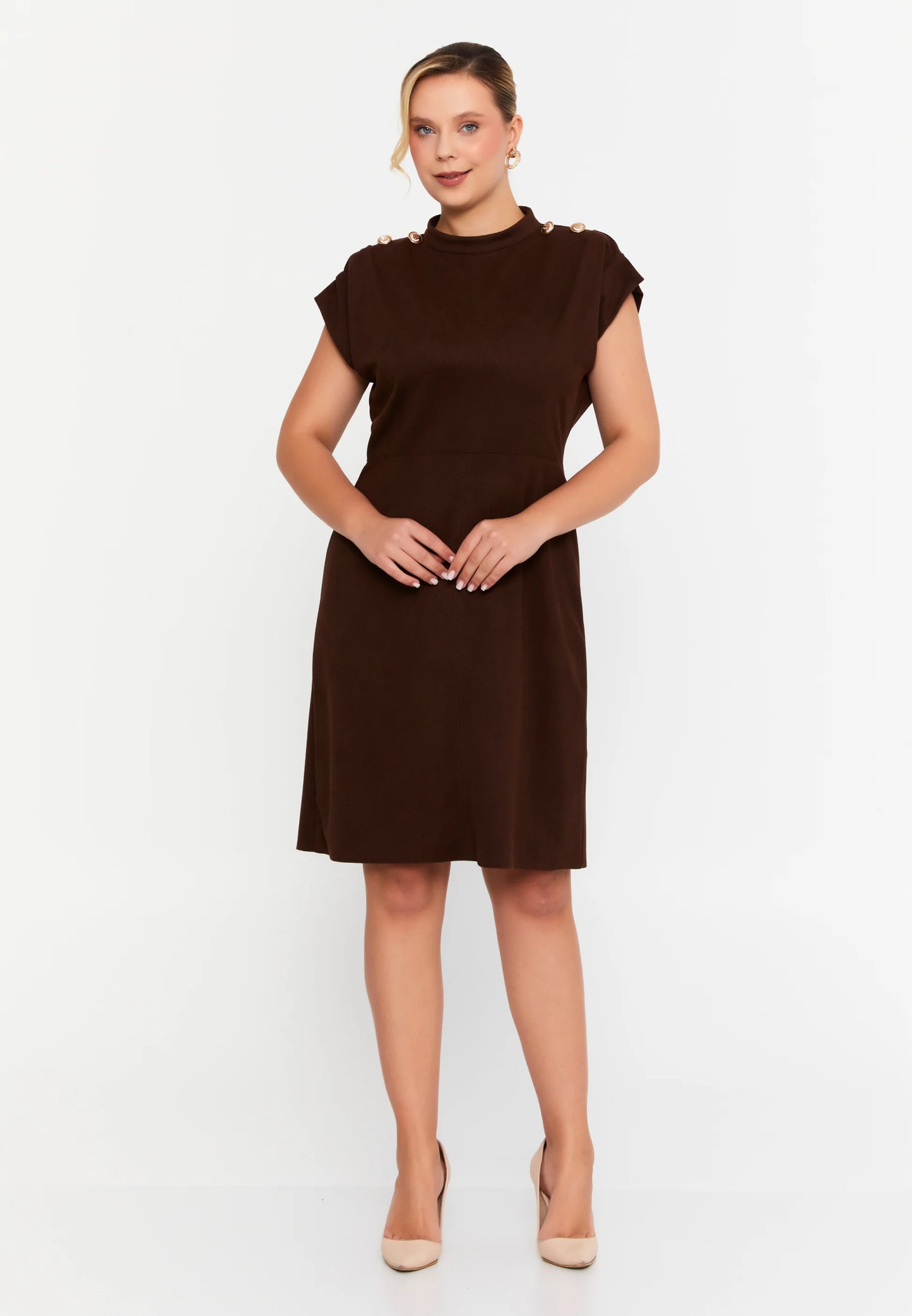 Short Sleeve Midi Polyester Column Plus Size Evening Dress Unit Price: €31