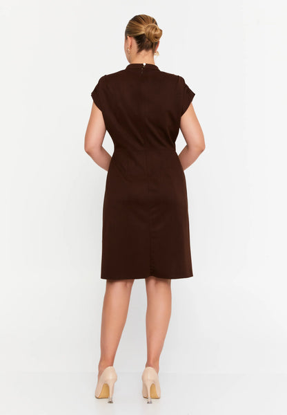 Short Sleeve Midi Polyester Column Plus Size Evening Dress Unit Price: €31