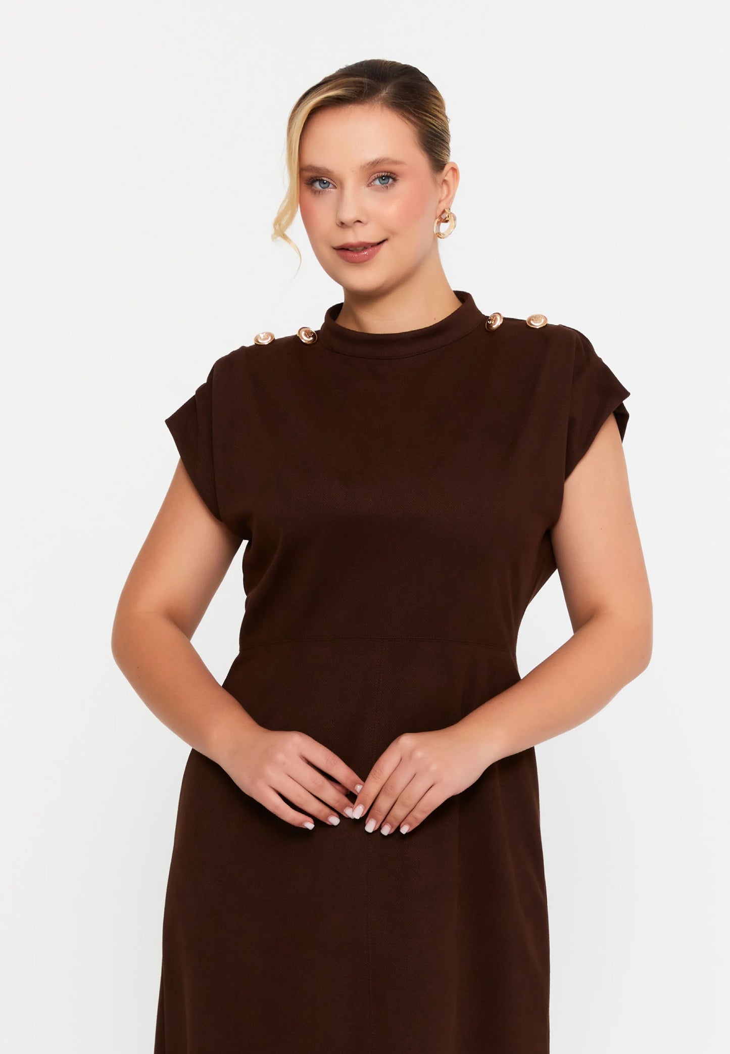 Short Sleeve Midi Polyester Column Plus Size Evening Dress Unit Price: €31