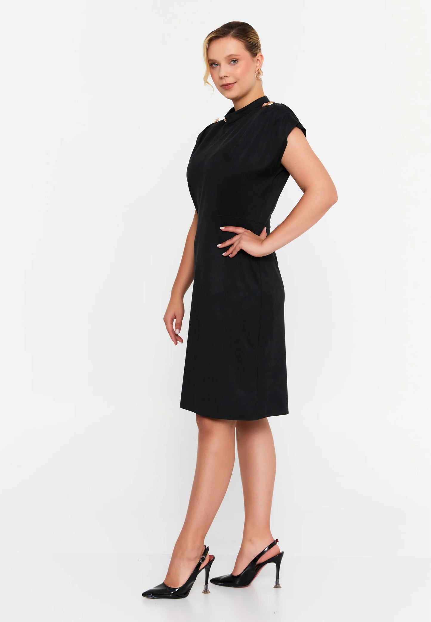 Short Sleeve Midi Polyester Column Plus Size Evening Dress Unit Price: €31