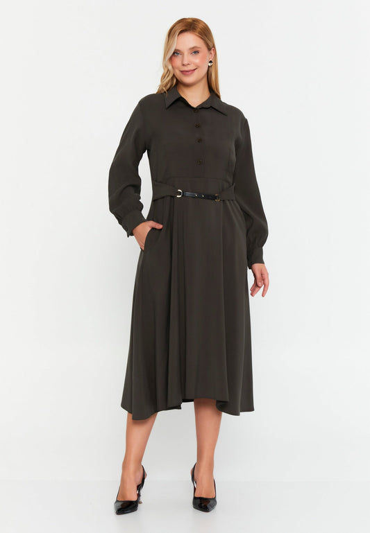 Long Sleeve Midi Polyester Column Plus Size Casual Dress Unit Price: €23