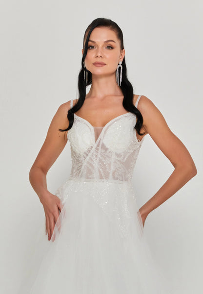 Sleeveless Maxi Tulle Regular Wedding Dress Unit Price: €290