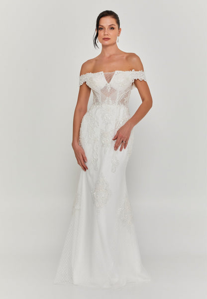 Off Shoulder Maxi Tulle Regular Wedding Dress Unit Price: €300