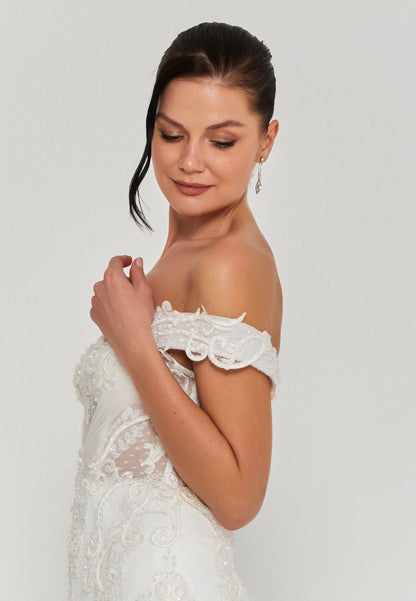 Off Shoulder Maxi Tulle Regular Wedding Dress Unit Price: €300