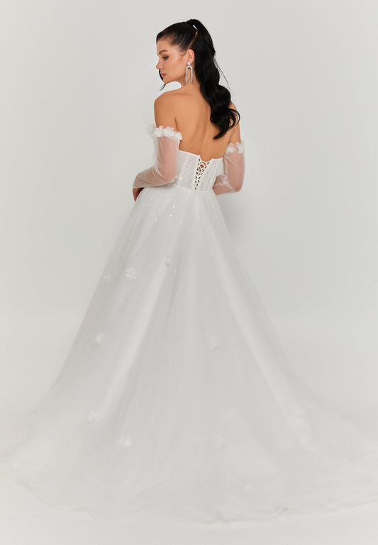 Off Shoulder Maxi Tulle Regular Wedding Dress Unit Price: €470