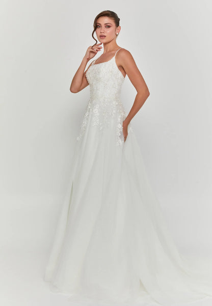 Sleeveless Maxi Tulle Regular Wedding Dress Unit Price: €240