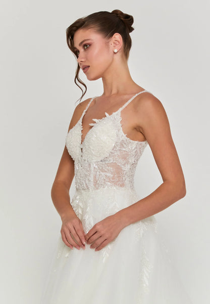 Sleeveless Maxi Tulle Regular Wedding Dress Unit Price: €240