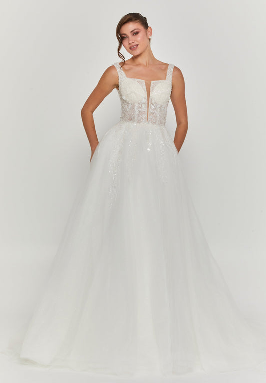 Sleeveless Maxi Tulle Regular Wedding Dress Unit Price: €240