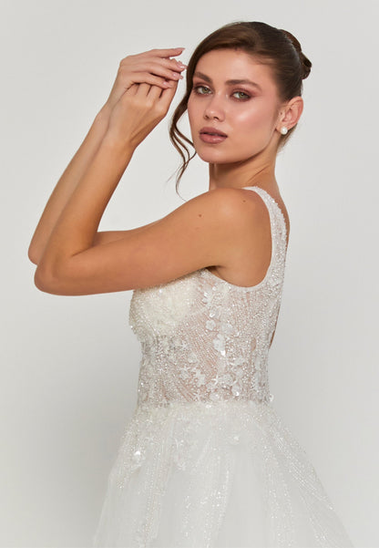 Sleeveless Maxi Tulle Regular Wedding Dress Unit Price: €240