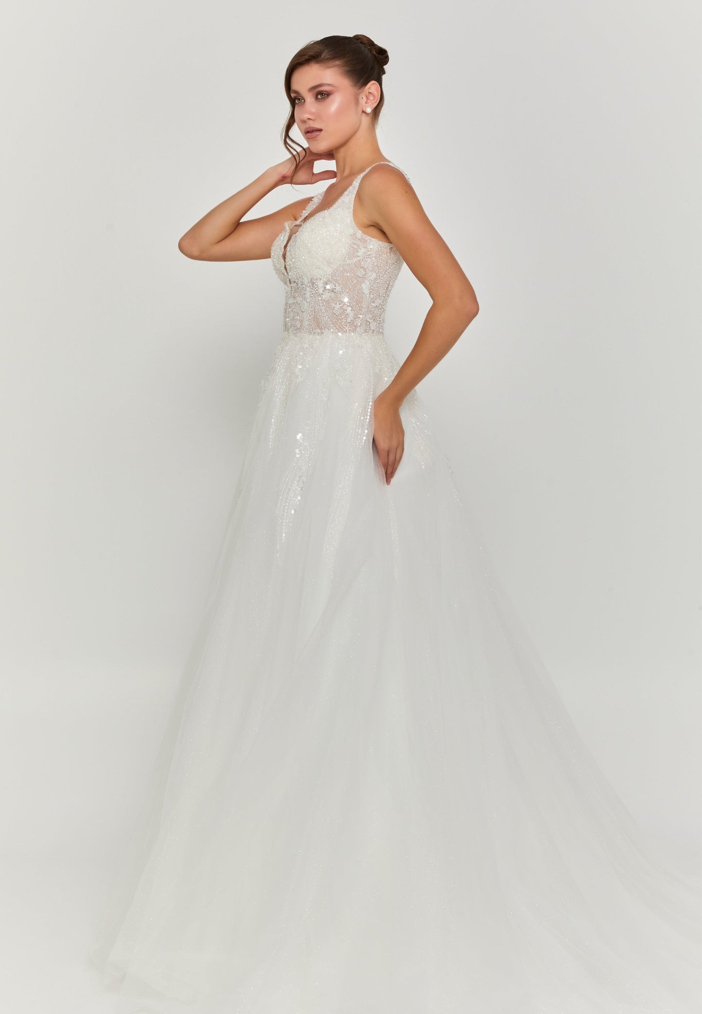 Sleeveless Maxi Tulle Regular Wedding Dress Unit Price: €240