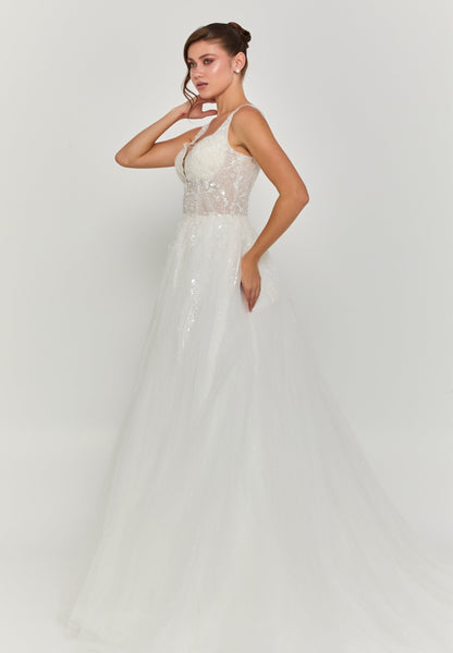 Sleeveless Maxi Tulle Regular Wedding Dress Unit Price: €240