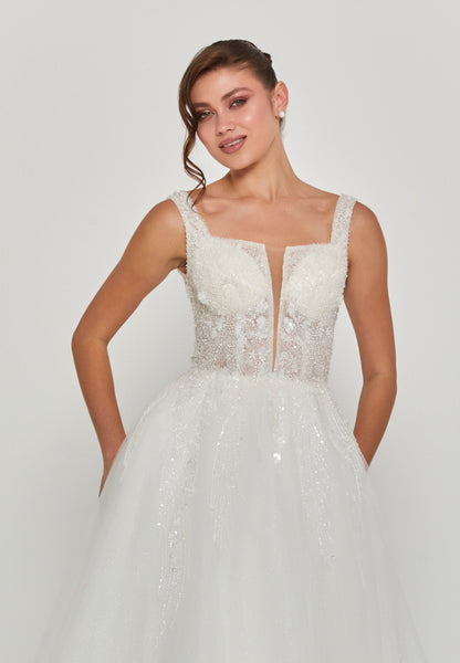 Sleeveless Maxi Tulle Regular Wedding Dress Unit Price: €240