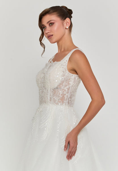 Sleeveless Maxi Tulle Regular Wedding Dress Unit Price: €240