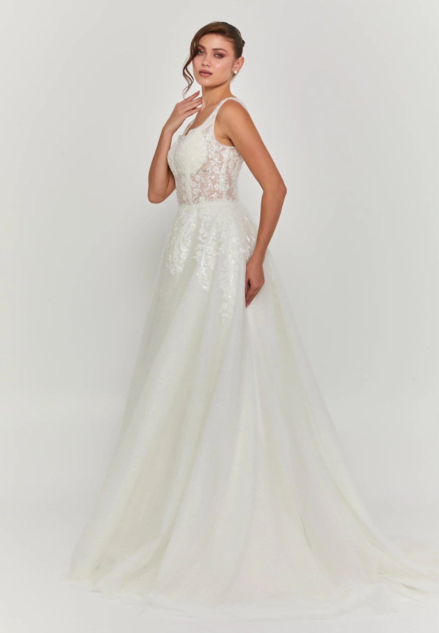 Sleeveless Maxi Tulle Regular Wedding Dress Unit Price: €240
