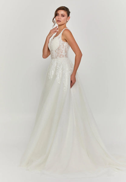 Sleeveless Maxi Tulle Regular Wedding Dress Unit Price: €240