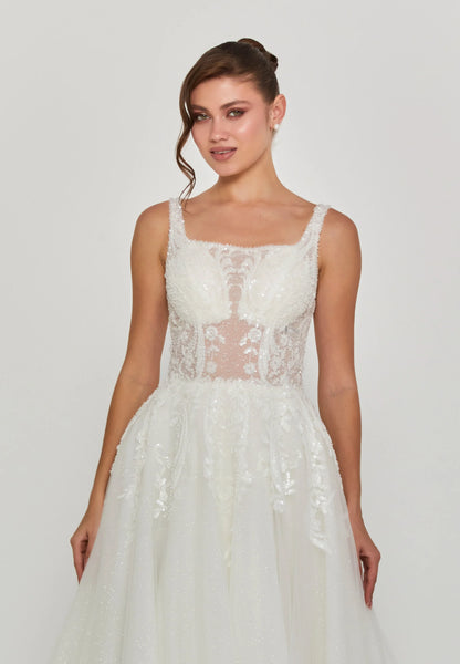 Sleeveless Maxi Tulle Regular Wedding Dress Unit Price: €240